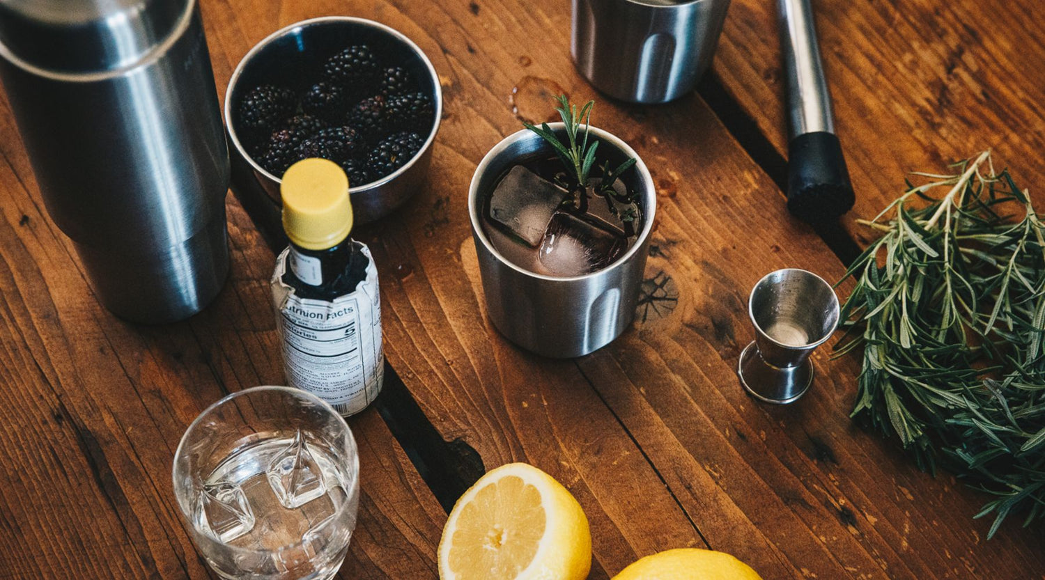 A blackberry mezcal smash with a kick of citrus.